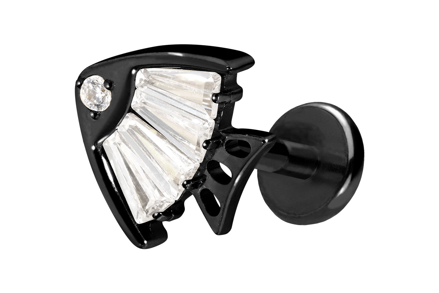 Titan Labret Piercing mit Push Fit KRISTALLFISCH